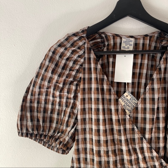 Baum und Pferdgarten Adalaine Checked Wrap Dress in Tabacco Gingham midi - Picture 8 of 16